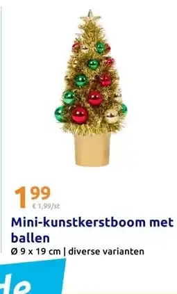 Action Mini-kunstkerstboom metballen aanbieding