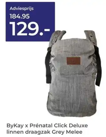 Prenatal ByKay x Prénatal Click Deluxe linnen draagzak Grey Melee aanbieding