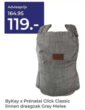 Prenatal ByKay x Prénatal Click Classic linnen draagzak Grey Melee aanbieding