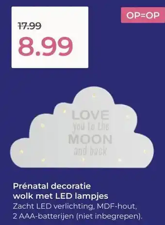 Prenatal Prénatal decoratie wolk met LED lampjes aanbieding