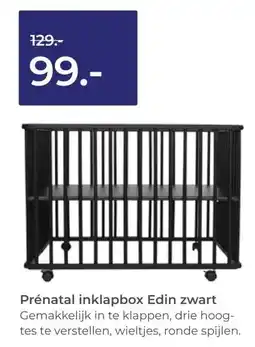 Prenatal Prénatal inklapbox Edin zwart aanbieding