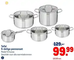 Makro Tefal 5-delige pannenset aanbieding