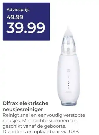 Prenatal Difrax elektrische neusjesreiniger aanbieding
