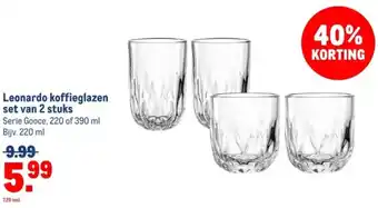 Makro Leonardo koffieglazen set van 2 stuks aanbieding