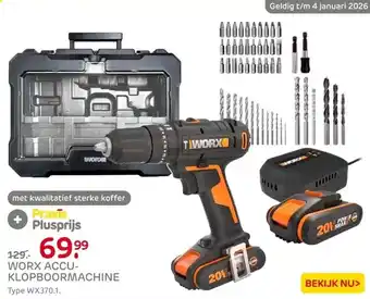 Praxis Worx Klopboormachine WX370.1 - 20V - (2x aanbieding
