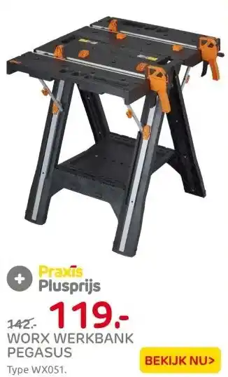 Praxis Worx werkbank WX051 Pegasus kunststof aanbieding