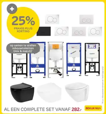 Praxis op samen te stellen inbouwtoiletten (mix & match) aanbieding