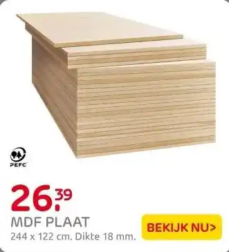 Praxis MDF plaat - Fibrofit - 122x244cm - 18mm aanbieding