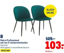 Makro Metro Professional set van 2 restaurantstoelen aanbieding