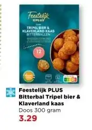 PLUS Feestelijk PLUS Bitterbal Tripel bier & Klaverland kaas aanbieding