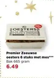 PLUS Premier Zeeuwse oesters 6 stuks met mes aanbieding