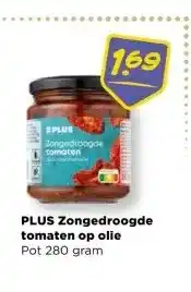 PLUS PLUS Zongedroogde tomaten op olie aanbieding