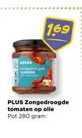 PLUS PLUS Zongedroogde tomaten op olie aanbieding