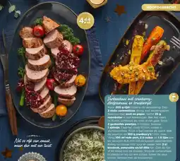 PLUS Varkenshaas met cranberry- stoofpeersaus en kruidenrijat aanbieding