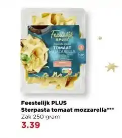 PLUS Feestelijk PLUS Sterpasta tomaat mozzarella aanbieding
