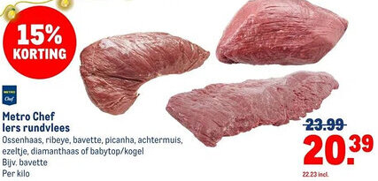 Makro Metro Chef lers rundvlees aanbieding