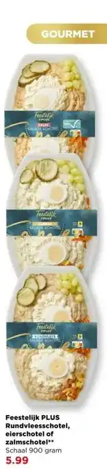 PLUS Feestelijk PLUS Rundvleesschotel, eierschotel of zalmschotel aanbieding