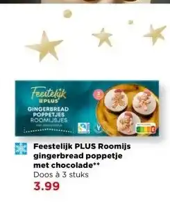 PLUS Feestelijk PLUS Roomijs gingerbread poppetje met chocolade aanbieding