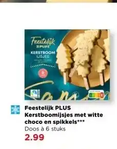 PLUS Feestelijk PLUS Kerstboomijsjes met witte choco en spikkels aanbieding