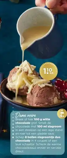 PLUS Dame noire Breek of hak 100 g witte chocolade grof. Smelt de aanbieding