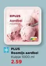 PLUS Roomijs aardbei aanbieding