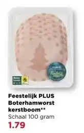 PLUS Feestelijk PLUS Boterhamworst kerstboom aanbieding