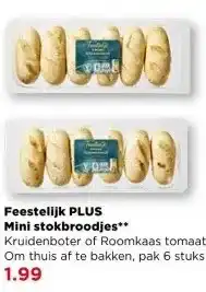 PLUS Feestelijk PLUS Mini stokbroodjes aanbieding