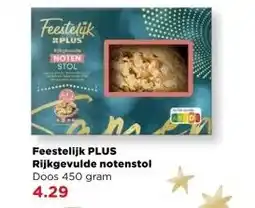 PLUS Feestelijk PLUS Rijkgevulde notenstol aanbieding