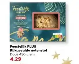PLUS Feestelijk PLUS Rijkgevulde notenstol aanbieding