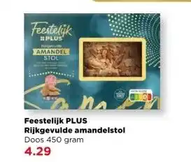 PLUS Feestelijk PLUS Rijkgevulde amandelstol aanbieding