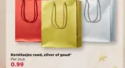 PLUS Kersttasjes rood, zilver of goud aanbieding