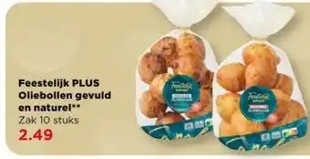PLUS Feestelijk PLUS Oliebollen gevuld en naturel aanbieding