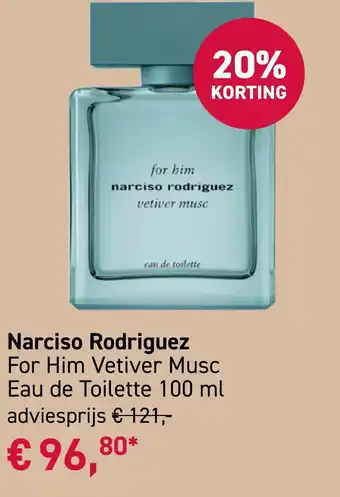 Mooi parfumerie Narciso Rodriguez For Him Vetiver Musc Eau de Toilette 100 ml aanbieding