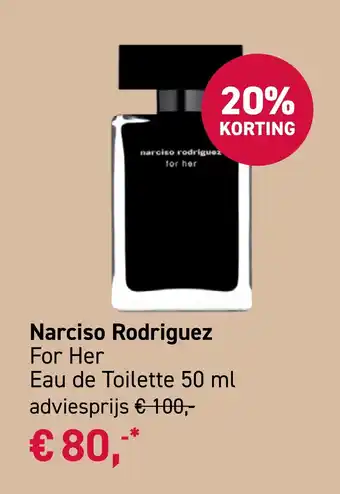 Mooi parfumerie Narciso Rodriguez For Her Eau de Toilette 50 ml aanbieding