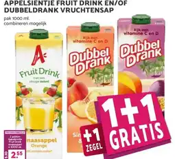 MCD Supermarkt APPELSIENTJE FRUIT DRINK EN/OF DUBBELDRANK VRUCHTENSAP aanbieding