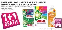 MCD Supermarkt ARIEL 3 IN 1 PODS, VLOEIBAAR WASMIDDEL EN/OF WASPOEDER EN/OF LENOR aanbieding