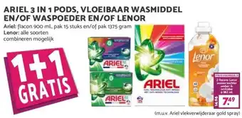 MCD Supermarkt ARIEL 3 IN 1 PODS, VLOEIBAAR WASMIDDEL EN/OF WASPOEDER EN/OF LENOR aanbieding