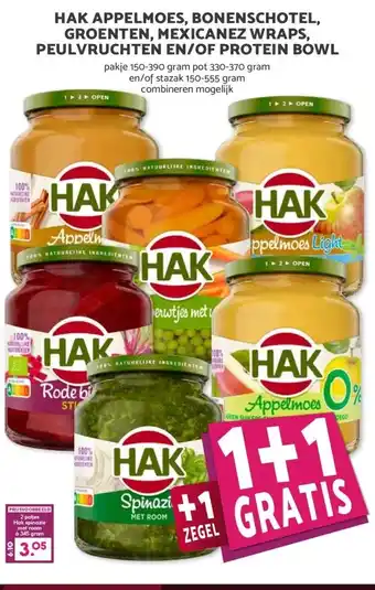 MCD Supermarkt HAK APPELMOES, BONENSCHOTEL, GROENTEN, MEXICANEZ WRAPS, PEULVRUCHTEN EN/OF PROTEIN BOWL aanbieding