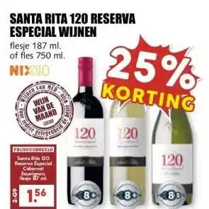 MCD Supermarkt SANTA RITA 120 RESERVA ESPECIAL WIJNEN aanbieding