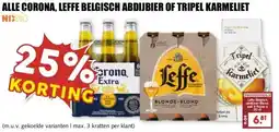 MCD Supermarkt ALLE CORONA, LEFFE BELGISCH ABDIJBIER OF TRIPEL KARMELIET aanbieding