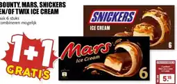 MCD Supermarkt BOUNTY, MARS, SNICKERS EN/OF TWIX ICE CREAM aanbieding