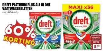 MCD Supermarkt DREFT PLATINUM PLUS ALL IN ONE VAATWASTABLETTEN aanbieding