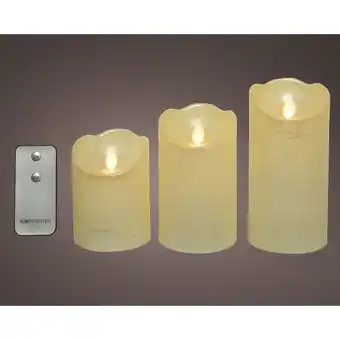 Marskramer LED waving kaars wax BO binnen creme/warm wit set van 3 aanbieding
