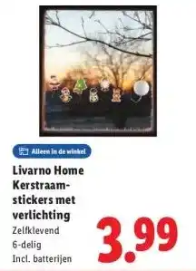Lidl Livarno Home Kerstraam- stickers met verlichting aanbieding