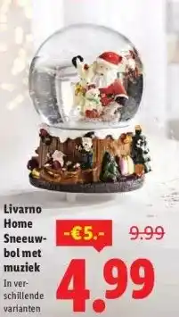 Lidl Livarno Home Sneeuw bol met muziek aanbieding