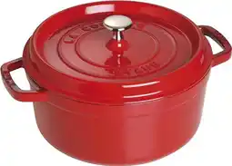 Amazon Staub Gietijzeren Braad/Cocotte, Rond 24 Cm, 3.7 L, Kersenrood aanbieding