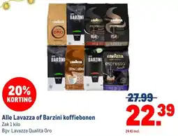 Makro Alle Lavazza of Barzini koffiebonen aanbieding