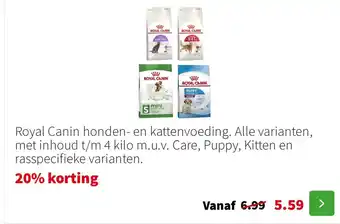 Intratuin Royal Canin honden en kattenvoeding aanbieding