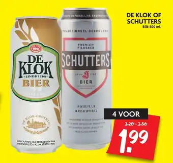 Dekamarkt De klok of schutters 4 voor blik 500 ml aanbieding