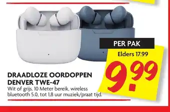 Dekamarkt Draadloze oordoppen denver twe-47 per pak aanbieding